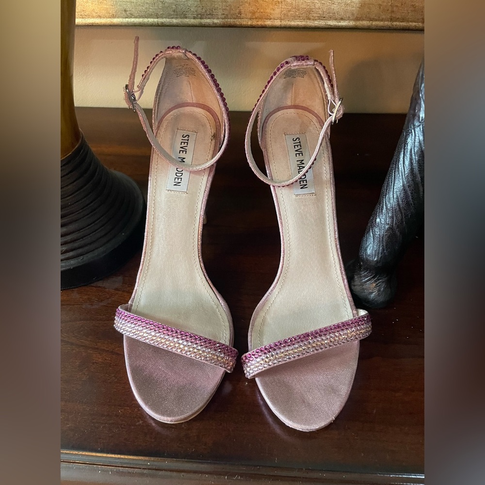 Steve Madden Pink Women’s Stecy Rhinestone Two-piece Sandals